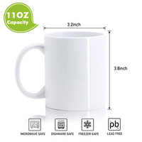 Mug à café en céramique de haute qualité, revêtement par sublimation, passe au lave-vaisselle, 11 oz, mug vierge pour sublimation