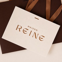 Sac shopping en papier de luxe personnalisé avec logo en feuille d'or et poignée en ruban gros-grain, emballage cadeau boutique, sac fourre-tout en papier