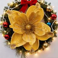 Nouveau modèle 2026 avec fleur de Noël artificielle en velours et strass pour centres commerciaux, hôtels et ambiance de Noël DIY