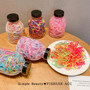 Sıcak satış 1000 adet şişe şeker renkler küçük lastik bantlar elastik saç bantları PU kafa halatlar kızlar saç aksesuarları - Product Image 5