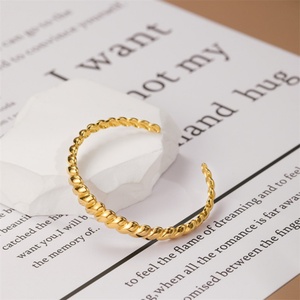 Sweatproof Waterproof Gold Jewelry Twist Rope Cuff <b>Bangle</b> <b>Bracelet</b> - Product Image 2