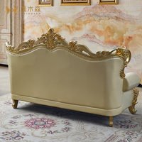 Ensemble de canapés sectionnels en cuir véritable européen, garnissage en éponge, pieds en bois massif, design sculpté, pour villa, hôtel, meubles de luxe