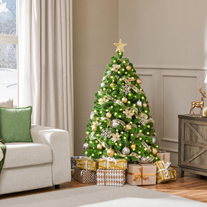 Nuevo Árbol de Navidad de Plástico Grande de Alta Calidad, Lujoso y Sutilmente Opulento, Estilo Instagram, con Luces, Realista, de Metal y Acero - Product Image 1