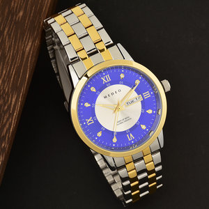 Montre analogique à quartz de luxe pour hommes d'affaires avec accents de diamants et de moissanite, bracelet en <span class=keywords><strong>cuir</strong></span>, boîtier en acier inoxydable, résistante à l'eau - Product Image 5