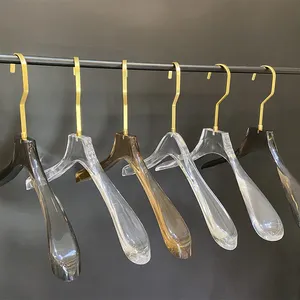 Factory Wholesale Water Crystal Transparent Clothing Store Dedicated Women's Acrylic Coat Hanger Without Trace Trouser Clip Hook