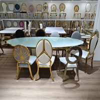 Ensemble de table et de chaises rondes en acier inoxydable doré pour mariage, salle de banquet, mobilier de salle à manger