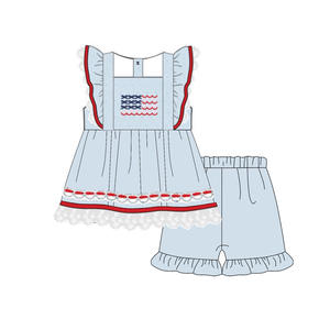 Conjuntos de 2 Piezas RTS Boutique con Lazos de Bandera Americana para Niñas, Camiseta Túnica y Pantalones Cortos, Conjuntos de Ropa Infantil con Volantes para el 4 de Julio - Product Image 5
