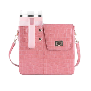 Messenger Bag 40oz Tumbler Sling Bag PU Leather Large Capacity Water Bottle Carrier Shoulder Bag Purse Stanly Cup Portable Water - Product Image 6