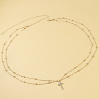 Chaîne de taille superposée pour femme en alliage de cuivre avec pendentif cœur, style décontracté et urbain, bijoux à double anneau