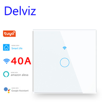 Delviz Commutateur de chauffe-eau de climatiseur à commande haute puissance, interrupteur double pôle à double coupure, interrupteur intelligent mural Tuya WIFI 40A