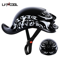 Casque de sécurité demi-face pour moto, scooter électrique/vélo électrique, coque ABS, sans visière, motif crâne, toutes saisons