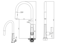 Robinet de cuisine moderne en or brossé avec douchette extractible et flexible pour évier