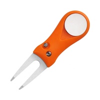 Outil de réparation de divots en acier et plastique avec marqueur de balle pour le golf - Fourche de réparation durable, écologique et portable