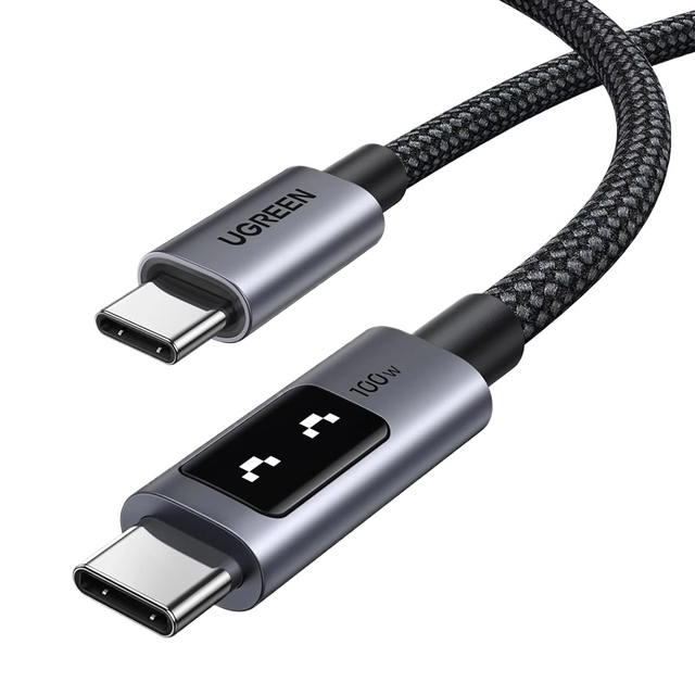 UGREEN Uno 100W PD Fast Charging USB C To USB C Cable 5A 100cm LED Display Type C Charging Cord For IPhone 16 15