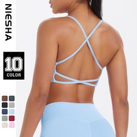 Sportbeha met medium ondersteuning, Y-vormige rug, uitneembare pads, geruit design, zacht spandex nylon, vierweg stretch, ademend, sneldrogend, anti-UV