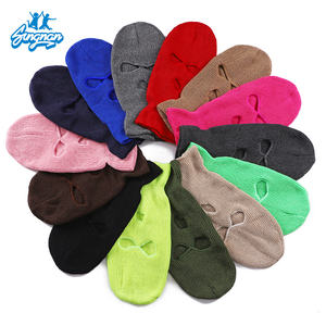 ピンクカラー冬の暖かいファッションニット3穴スキーマスク刺繍デザインカスタムニットバラクラバマン - Product Image 2