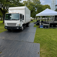 Panneaux de route temporaires en HDPE 4x8, tapis de protection robustes à emboîtement pour excavatrices, camions, grues sur sol souple