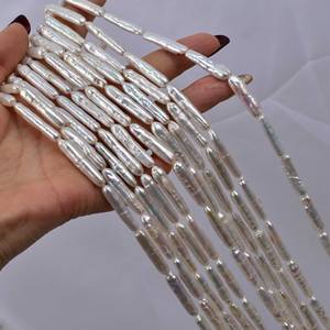 Perlas de Agua Dulce Naturales en Forma de Botón, Estilo Barroco, Largas, Plateadas, Económicas, para Hacer Joyas, Collares y Pendientes - Product Image 4