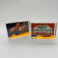 Cadre liquide mini en acrylique haute transparence, thème Halloween, avec paillettes flottantes et citrouille en mouvement, cadeau pour la fête des trucs ou des fripes