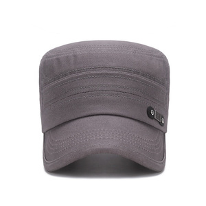 Flat Cap Gray Cotton Breathable Sunshade Adult Unisex Hat - Product Image 1