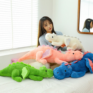 Logo personalizzato simpatici giocattoli di peluche <span class=keywords><strong>dinosauro</strong></span> verde <span class=keywords><strong>rosa</strong></span> blu cielo bianco che volano lungo cuscini grandi bambole imbottite - Product Image 1