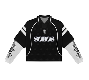 T-Shirt a <span class=keywords><strong>Manica</strong></span> <span class=keywords><strong>Lunga</strong></span> Doppia in <span class=keywords><strong>100</strong></span>% <span class=keywords><strong>Cotone</strong></span>, <span class=keywords><strong>Polo</strong></span> Personalizzata Stile Rétro Calcio Streetwear con Taglio Boxy Cropped e Grafica Personalizzata - Product Image 3