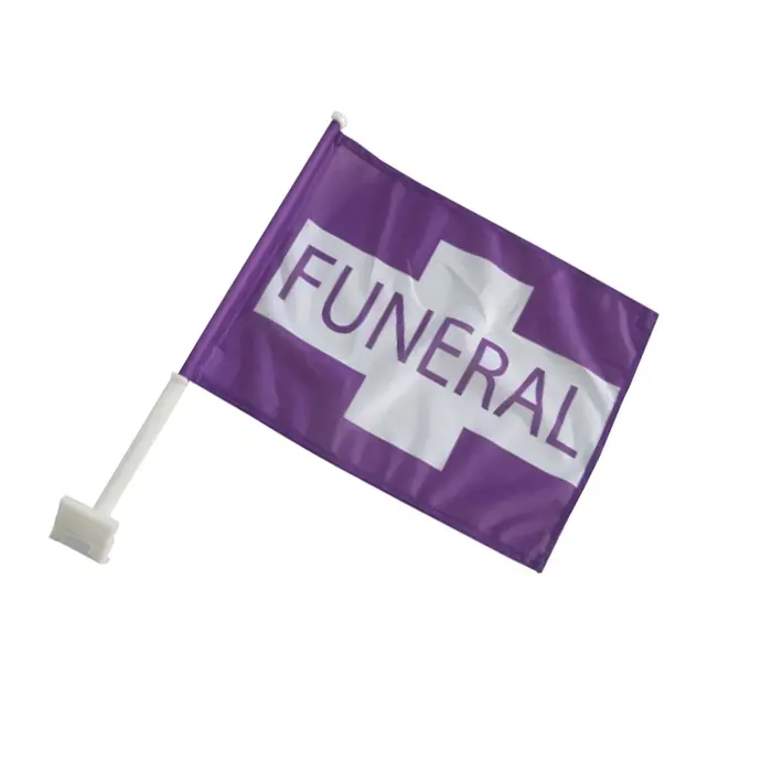 Wholesale Funeral Procession Car Window Flag Custom Funeral Car Flag With Plastic Flagpole Holder