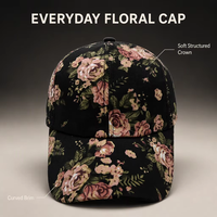 Casquette de baseball personnalisée à imprimé floral, 6 panneaux, visière incurvée vintage, casquette de sport réglable, chapeau de soleil souple et structuré pour hommes et femmes