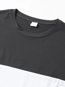 Fabricant de t-shirts pour hommes Tone Color Block T-shirt en coton pour hommes Col rond Chemise décontractée T-shirt coupe décontractée - Product Image 4