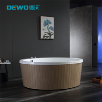 Baignoire de relaxation moderne et silencieuse pour salle de bain, ronde, avec lumières colorées à bulles et fonction eau chaude pour une expérience de bain apaisante, hauteur de plongeon 1,7 m