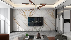 Plaques murales en pierre frittée Calacatta Gold <span class=keywords><strong>de</strong></span> haute qualité <span class=keywords><strong>pour</strong></span> <span class=keywords><strong>salle</strong></span> <span class=keywords><strong>de</strong></span> <span class=keywords><strong>bain</strong></span>, comptoirs <span class=keywords><strong>de</strong></span> cuisine ou carrelage mural - Product Image 3