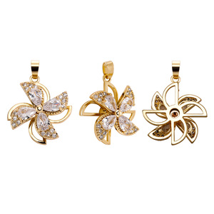 Top Icy Jewelry Frank Style ciondolo quadrifoglio in ottone placcato oro 14K CZ catena clavicola gioielli di moda per donna - Product Image 3