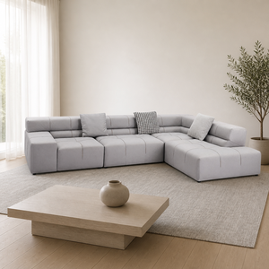 Sofá Seccional Modular Moderno, Módulo en Forma de Bloque de Tofu, Costuras en Forma de U, Perfil Bajo, para Sala de Estar, Vestíbulo de Hotel - Product Image 2