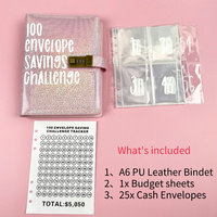 Carnet de budget 100 jours avec enveloppes, couverture en cuir et papier, bloc-notes pour événements, livre de défi d'épargne avec serrure, idéal pour offrir