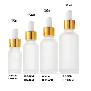 Emballage d'huile essentielle de luxe, flacon compte-gouttes en verre blanc givré pour sérum cosmétique 10 ml 15 ml avec bouchon doré - Product Image 4