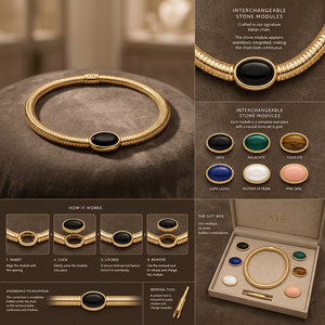 Collar de Cadena de Serpiente Cristiana de Latón Chapado en Oro de 18K con Colgante de Módulo de Piedra Ovalada para Mujer, Regalo - Product Image 2