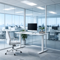 PRORIALS Cadre de bureau assis-debout à manivelle manuelle, ergonomique et réglable en hauteur