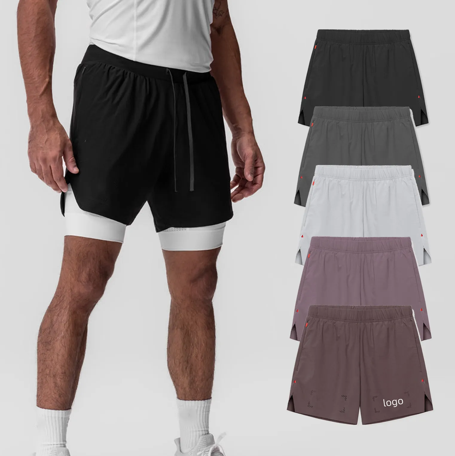 Nieuwe Mode Heren Resistente Actieve Basketbalshorts Workout Met 7 Inch Lichtgewicht Sportbroek Met Compressieliner