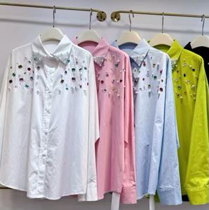 Eleganti Camicie con Perle per Donne, Bluse Larghe a Maniche Lunghe, Moda Y2k, Nuovi Top <span class=keywords><strong>Chic</strong></span> Femminili, <span class=keywords><strong>Abbigliamento</strong></span> <span class=keywords><strong>Donna</strong></span> - Product Image 4