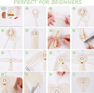 <strong>Macrame</strong> <strong>Kits</strong> <strong>for</strong> Adults <strong>Beginners</strong> Weaving Supplies with Cotton Cord Wooden Beads Wooden Rings Insturctions <strong>for</strong> DIY <strong>Macrame</strong> Decor - Product Image 2
