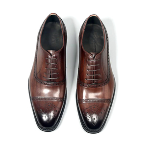 Chaussures Oxford Richelieu pour Homme en Cuir Véritable Marron, Façonnées à la Main, à Bout Carré, Cousu Goodyear, Style Brogue Britannique, Idéales pour Tenues Formelles et Professionnelles - Product Image 3