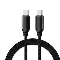 Câble de charge rapide USB Type C vers C PD 3.0 5A 100W, câble Type C en nylon noir tressé résistant pour chargeur Gan