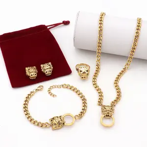 New Women's Design Dubai Jewelry Sets Jewellery cheetah Leopard Animal Product Necklace Sets For Women Jewelry