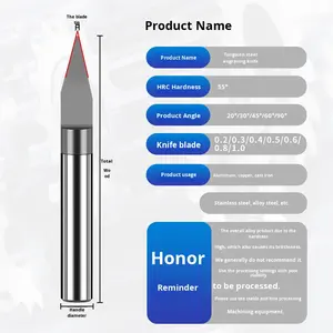 Fresa in Lega di Acciaio al Tungsteno 4mm con Fondo Piatto e Punta Conica CNC per Incisione su Metallo e Macchine per Incisione - Product Image 3
