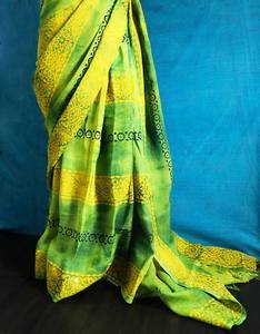 Vêtements ethniques de créateur indien Saree en lin imprimé bloc à la main de luxe pour la fête de mariage Vêtements indiens - Product Image 6