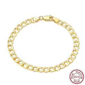 Metal Craft Pure 925 Silver Cuban Link Pulseras Hiphop Pulsera Pulseras de cadena ajustables para hombres y mujeres - Product Image 4