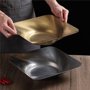 Stainless Steel Deep Plate 304 Retro Square Dish For Seafood Hot Pot Barbecue Vegetable Serving - Product Image 1