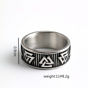 Yunnique Stainless Steel Viking Rune <b>Ring</b> Round Geometric Design <b>Plain</b> Men Women Hip Hop Jewelry Gift - Product Image 5