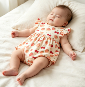 Romper Bayi Premium Bahan Bambu Elastis, Lembut, Bernapas, Nyaman, Model Puff Sleeve untuk Musim Panas - Product Image 1
