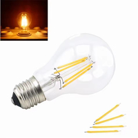Ampoule LED à filament Edison vintage certifiée A60 en verre B22/E27/E14, dimmable, AC 110-220V, garantie 2 ans, Ra80, durée de vie de 30 000 heures